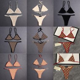 Sexy Women Bikinis Set Letters Embroidered Chain Swimwear Women Alphabets Split Spa Swimsuits Vintage Charming Beach Bathing Suit 315d