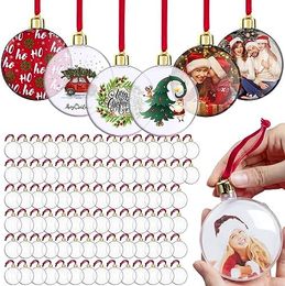 90 Pcs Photo Ornament Ball Assorted Ornament Picture Holder Plastic Hanging Christmas Ornaments DIY Personalised Photo Ornaments for Christm