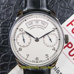 New V2 Upgrade version DMF Portugieser 503501 White Dial Power Reserve 52850 Automatic Mens Watch Stainless Case Leather Strap Spo264F