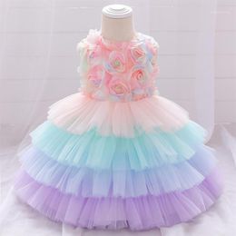 2021 Christmas Petal Toddler Infant 1st Birthday Dress For Baby Girl Clothing Cake Tutu Dress Princess Dresses Party And Wedding1202Q