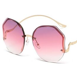 Fashion Sunglasses Women Rimless Sun Glasses Gradient Colour Adumbral Personality Anti-UV Spectacles Trimming Lens Eyeglasses Ornamental