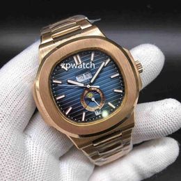 selling luxury nautilus watch 40mm rose gold stainless steel blue face hard automatic mechanical mens watch 273p