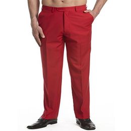 new arrival custom made mens dress pants trousers flat front slacks solid red Colour men suit pants custom trousers236g