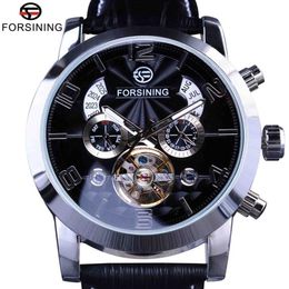 Forsining Tourbillion watch Fashion Wave Dial Design Multi Function Display Men Automatic Watch Top Brand Luxury Mechanical Wristw265l