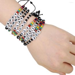 Strand Go2boho Summer Fashion Jewelry Colored Crystal Bead Alphabet Adjustable Beaded Bracelet For Women