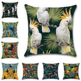 Plush Pillows Cushions Parrot Bird Colourful Print White Cushion Cover Decorative Home Throw Sofa Chair Car Seat Friend Bedroom Kids Gift Pillowcase YQ231004