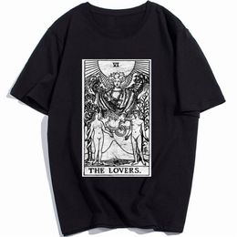 The Lovers Tarot Card Major Arcana Fortune Telling Occult Mens T Shirt Crazy T Shirt Cotton Printing2831