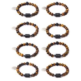 Beaded 8Mm Tiger Eye Bracelet Lucky Signs Of The Zodiac Totem Chakras For Men And Women Drop Delivery Jewellery Bracelets Dh5Bb