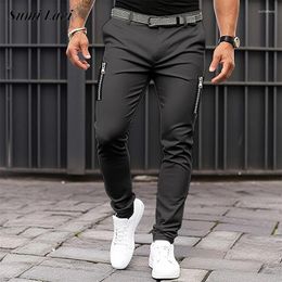 Men's Pants Side Zip-up Pockets Mens Casual Solid Colour Spliced Loose Straight Trousers Autumn Men Leisure Sports Long Pant Streetwear