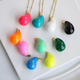 Pendant Necklaces 6Pcs Est Colourful Enamel Water Drop Summer Jewelry Gold Box Chain Necklace Dainty Women's Party Gifts