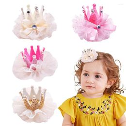 Hair Accessories 2pcs/Set Little Princess Crown Clips Lace Tiara Hairpins For Girls Kids High-End Toddlers Party Headdress