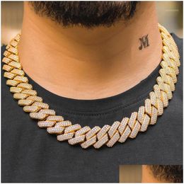 Chains 19Mm Prong Cuban Link Choker Fl Iced Out Chain Bling Hip Hop Dad Jewelry1 Drop Delivery Jewellery Necklaces Pendants Dhroe