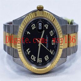 Luxury Men's Wrist Watches Datejust II 116333 18K Yellow Gold Stainless Black Dial Automatic Mechanical Movemen214y