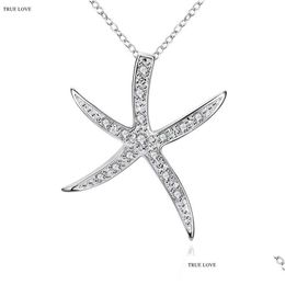 Pendant Necklaces Starfish Necklace Zircon 925 Sterling Sier Fashion Jewellery Woman Beautif Birthday Gift Top Quality Drop Delivery Pen Dhqbx