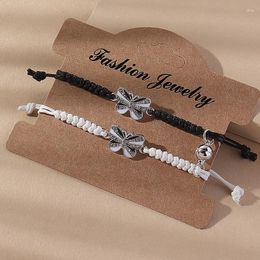 Link Bracelets Fashion Romantic Butterfly Pendant Couple Bracelet For Women Men Handwoven Magnetic Distance Party Friendship Jewelry