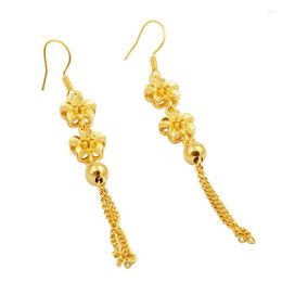 Dangle Earrings Wholesale Price No Fade Brass Gold-plated Women's Ear Hooks Long Tassel Fashion Personality Wedding Butterfly Flower