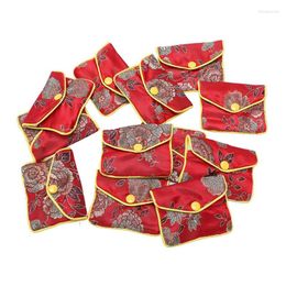 Jewellery Pouches 60X Small Box Red Bag Embroidered Silk Cloth Coin Purse