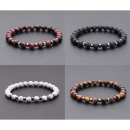 Beaded Natural Lava Stone Strands Charm Bracelets Handmade For Men Women Yoga Sports Party Club Jewelry3822935 Drop Delivery Jewelry Dhxyi