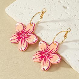 Hoop Earrings Flower Dangle Boho Layered Floral Petal Drop Statement Stud Earring For Women Girls Candy Heart