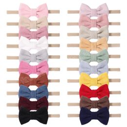 Solid Colour Kids Bows Headband for Baby Girl Cute Handmade Knitted Bowknot Children Hair Ties Headwear Hair Accessory