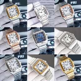 Ca Luxury Square Mens Watch 40mm Geneva Genuine Stainless Steel Mechanical Watches Case Bracelet Fashion Watches Male Wristwatches332D