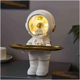 Decorative Objects Figurines Home Decoration Astronaut Statue Storage Tray Nordic Desk Figurine Living Room Table Decor Key Craft Dh0Bj