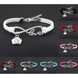 Charm Bracelets Vintage Sier Love Infinity Nurse Doctor Medicine Box Bracelet Bangle For Women Mixed Colour Veet Rope Jewellery Drop Deli Dhc9U