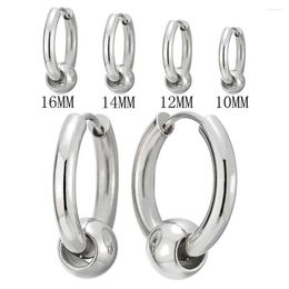 Hoop Earrings Gold-Color IP Plating 316 Stainless Steel Circular 8 10 12 14 16mm Ball No Fade Allergy Free Classical Brief Style