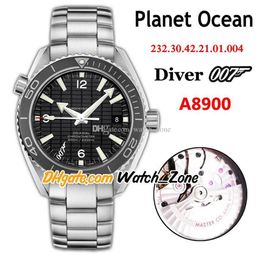 42mm Diver 600M A8900 Automatic Mens Watch 007 Ceramic Bezel Black Texture Dial Stainless Steel Bracelet Watches 232 30 42 21 01 0292F