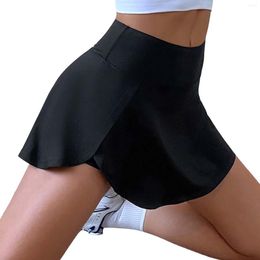 Active Shorts Athletic Yoga Workout Solid Color Quick Dry Breathable Tennis Skirt For Exercise Running
