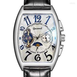 Armbanduhren Frank Same Design Limited Edition Leder Tourbillon Mechanische Uhr Muller Herren Tonneau Top Männlich Geschenk Will22306S