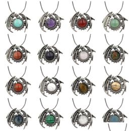 Pendant Necklaces Fashion Jewelry Dragon Necklace Natural Stone Healing Crystal Quartz For Women Men Gift Drop Delivery Pendants Dhwic