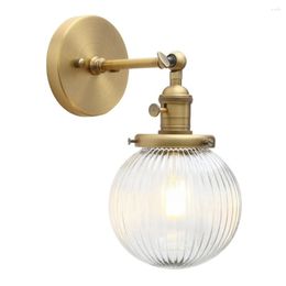 Wall Lamp Phansthy Industrial Ribbed Globe Glass Light Fittings Switched Sconces Lighting For Kitchen Island Living Room Bedroom