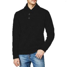 Men's Hoodies Knitted Mens Autumn Winter Turtleneck Button Down Wool Long Sleeve Pullovers Loose Sport Tops Sweatshirts Male