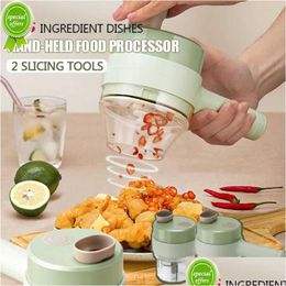 Other Home Garden Handheld Electric Vegetable Slicer 4-In-1 Mtifunctional Garlic Press Matic Meat Cutting Tool Drop Delivery Dhws7