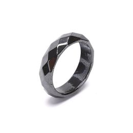 Cluster Rings 1Pc Smooth Black Hematite Ring Jewelry Couple Simple Gift Uni Gallstone Fashion Ol For Men Women Drop Delivery Dhjxu