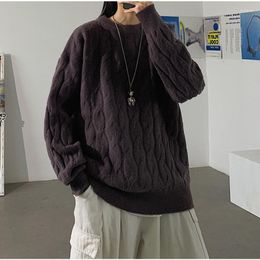 Men's Sweaters Winter Neutral Sweater Unisex Elegant Solid Colour Korean Coarse Wool Lined Jumpers Knitted Pullover Tops Jersey Knitwear