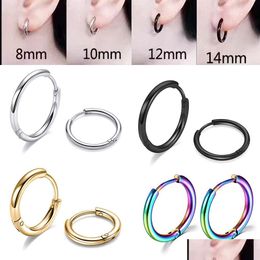 Hoop Huggie Stainless Steel Small Hoop Earrings Cartilage Helix Lobes Hinged Sleeper Earring For Men Women Girls Punk Ear Clip Gift Dhjgl