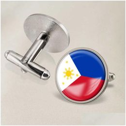 Other Arts And Crafts Philippine Flag Cufflinks World Suit Button Decoration For Party Gift Drop Delivery Home Garden Dhykb