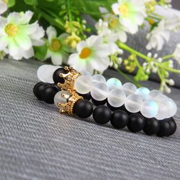 2pcs set New Beaded Bracelet Men And Women Crown Macrame Wedding Style Charm Bracelets & Bangles Accessories Gift172P