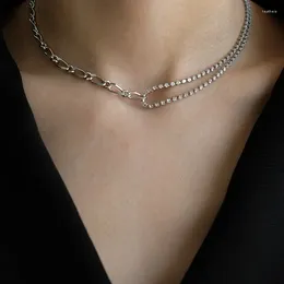 Choker Brass Crystal Zircon Chained Necklace Women Jewellery Designer Gown Rare Glam Japan Ins Boho