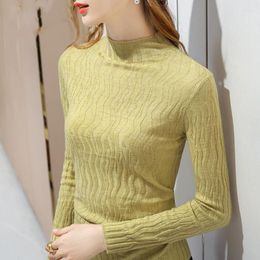 Women's Sweaters Fashion Half High Collar Wool Sweater Bottoming Tops Autumn Winter 2023 Long Sleeve Thin Pullover Women Knit Clothes 29132