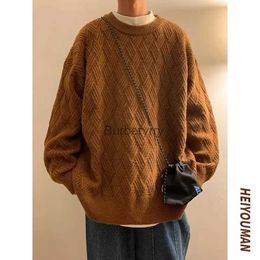 Women's Sweaters Knitted Warm Thick Sweater Men 2023 Autumn Men's O Neck Oversized Lazy Knitted Sweaters Korean Solid Color Streetwear PulloversL231004