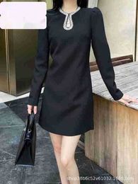 Basic & Casual Dresses Designer high-end Early Autumn New Type A Heavy Duty Nail Drill Round Neck Long Sleeve Dress GN4Y