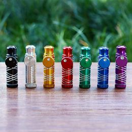 New Smoking Colourful Aluminium Alloy Bullet Cartridge Style Storage Box Stash Bottle Portable Innovative Nose Case Snuff Snorter Sniffer Snuffer Handpipes