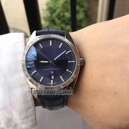 New Globemaster Blue Dial Automatic Mens Watch Steel Case Fluted Bezel Blue Dial Blue Letather Strap 130 33 39 21 03 001 Watches E332Q