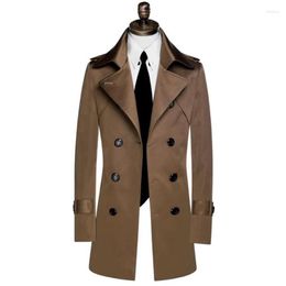 Men's Trench Coats Spring Autumn Mens Coat British Mid Length Handsome Cocoa Jaqueta Masculina Slim Business Casual Chaquetas Hombre