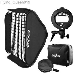 Flash Heads Godox 80*80cm / 60*60cm Flash Honeycomb Grid Softbox + S Type Bracket Bowens Mount Speedlite Adapter 24" / 31" Soft Box Kit YQ231004