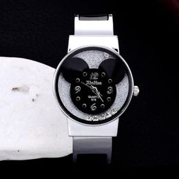 Steel Bracelet Watch Women Elegant Quartz Mouse Head Display Dial Fashion Casual Bangle Watches Gift for Girls Lady279z