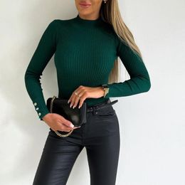 Women's Sweaters Autumn Winter Long Sleeve For Women 2023 High Quality Turtleneck Ruched Solid Slim Sweater Tops Womens Clothing